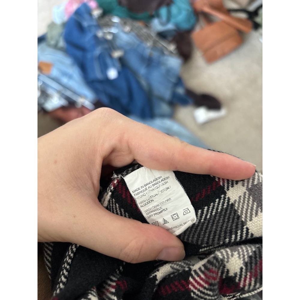 G.H. Bass Flannel Plaid Shirt Mens Black Red White Heavyweight Workwear Large - Picture 5 of 5